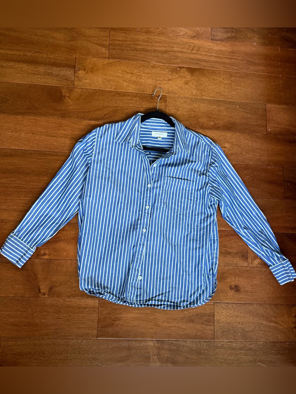 Banana Republic Blue and White Vertical Stripe Button-Down Shirt